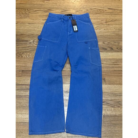Lioness Pants - Lioness Womens Blue Miami Vice Denim Cargo Baggy Pants Size S NWT Y2K Workwear